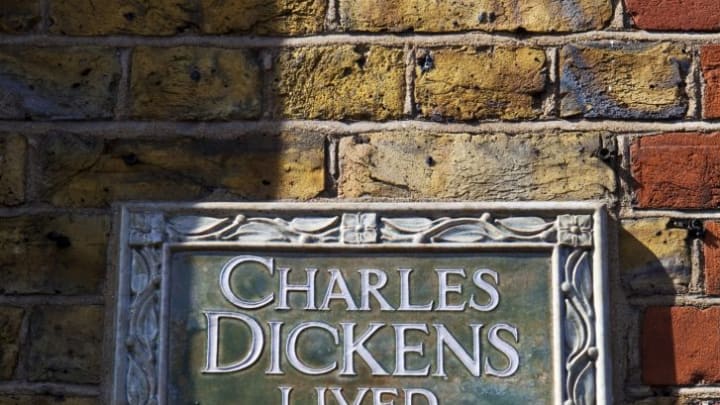 This plaque located on Bayham Street in Camden, London, shows where author Charles Dickens once lived.