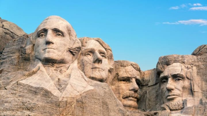 George Washington and the other presidents depicted on Mount Rushmore were originally supposed to be seen from the waist up, but the funding wouldn't allow it.