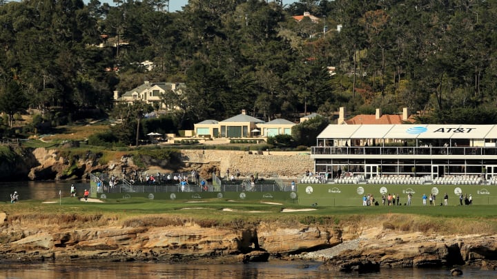 PEBBLE BEACH, CA – FEBRUARY 09: A general view of the 18th green during Round Two of the AT&T Pebble Beach Pro-Am at Pebble Beach Golf Links on February 9, 2018 in Pebble Beach, California. (Photo by Mike Ehrmann/Getty Images) PGA DFS