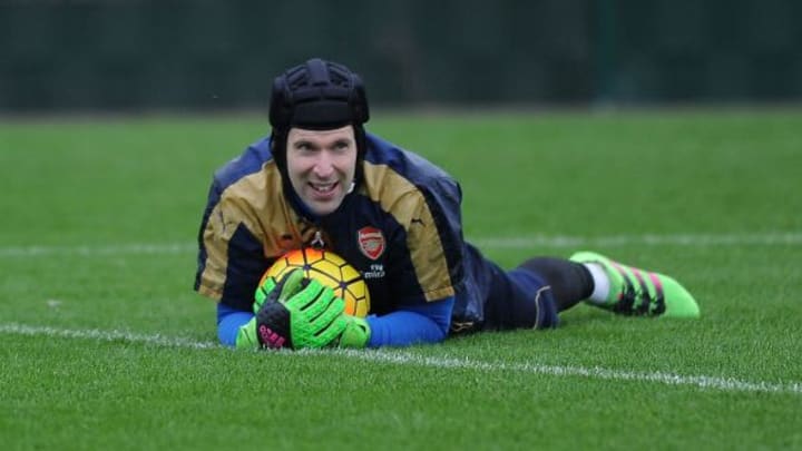 ST ALBANS, ENGLAND – FEBRUARY 6: Petr Cech of Arsenal during a training session at London Colney on February 6, 2016 in St Albans, England. (Photo by Stuart MacFarlane/Arsenal FC via Getty Images)