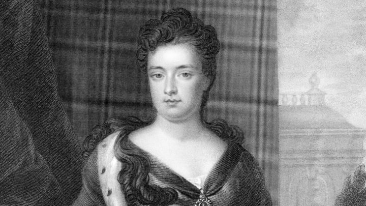 A portrait of Queen Anne.