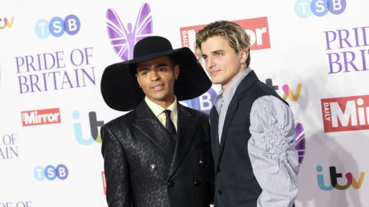LONDON, ENGLAND - OCTOBER 08: Layton Williams and Nikita Kuzmin arrive at the Pride Of Britain Awards 2023 at Grosvenor House on October 08, 2023 in London, England. (Photo by Mike Marsland/WireImage)