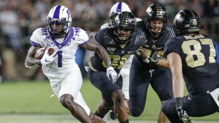 WEST LAFAYETTE, IN - SEPTEMBER 14: Jalen Reagor #1 of the TCU Horned Frogs runs the ball during the game against the Purdue Boilermakers at Ross-Ade Stadium on September 14, 2019 in West Lafayette, Indiana. (Photo by Michael Hickey/Getty Images)