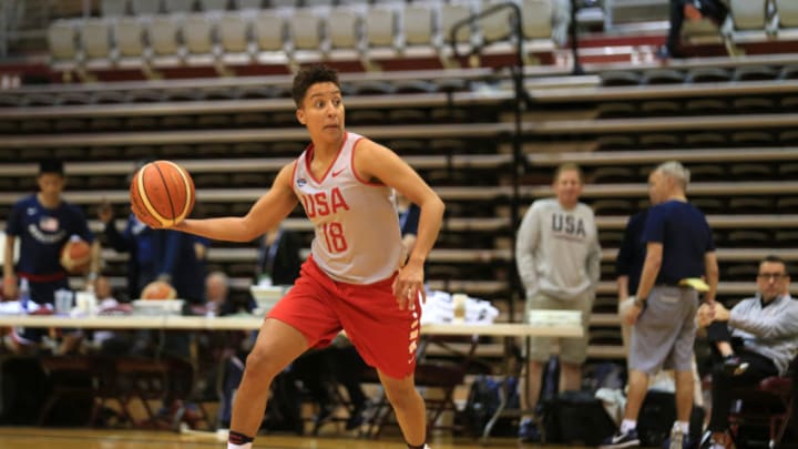 SEATTLE, WA - APRIL 24: Layshia Clarendon of USA Basketball Women's National Team handles the ball during training camp on April 24, 2018 at Seattle Pacific University in Seattle, Washington. NOTE TO USER: User expressly acknowledges and agrees that, by downloading and or using this photograph, User is consenting to the terms and conditions of the Getty Images License Agreement. Mandatory Copyright Notice: Copyright 2018 NBAE (Photo by Scott Eklund/NBAE via Getty Images)