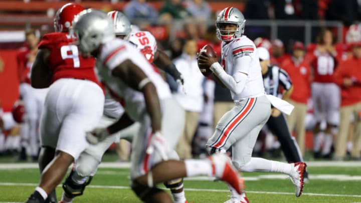 PISCATAWAY, NJ - SEPTEMBER 30: Quarterback Dwayne Haskins #7 of the Ohio State Buckeyes during a game against the Rutgers Scarlet Knights on September 30, 2017 at High Point Solutions Stadium in Piscataway, New Jersey. Ohio State won 56-0. (Photo by Hunter Martin/Getty Images)