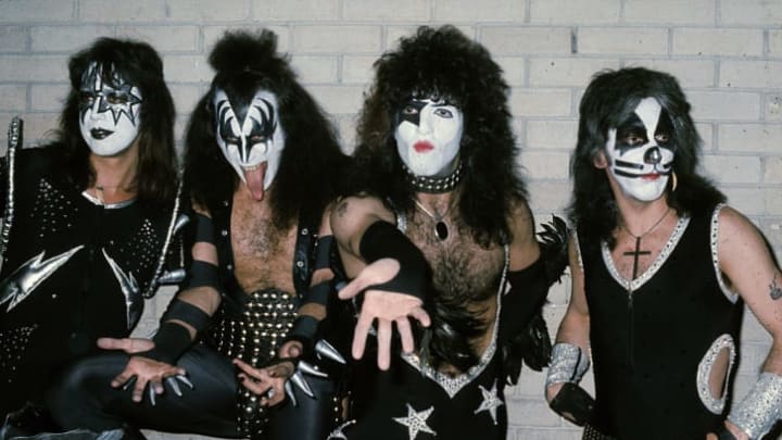 Gene Simmons, Ace Frehley, Peter Criss, and Paul Stanley of Kiss in London in 1976.