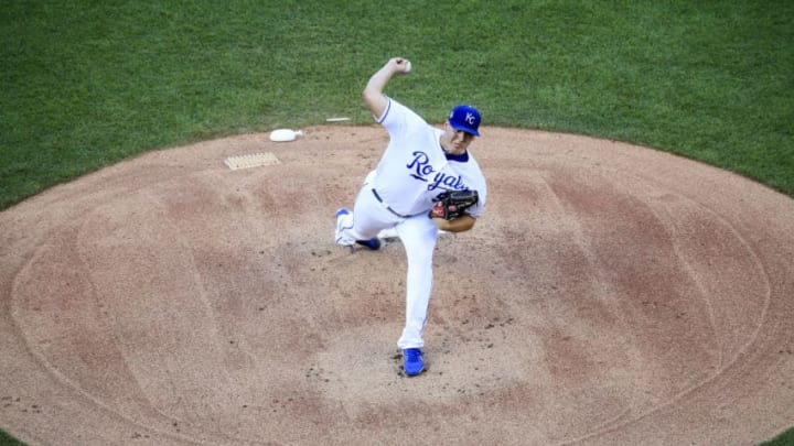 KANSAS CITY, MO - JULY 07: Brad Keller #56 of the Kansas City Royals pitches during the first inning against the Boston Red Sox at Kauffman Stadium on July 7, 2018 in Kansas City, Missouri. (Photo by Brian Davidson/Getty Images)