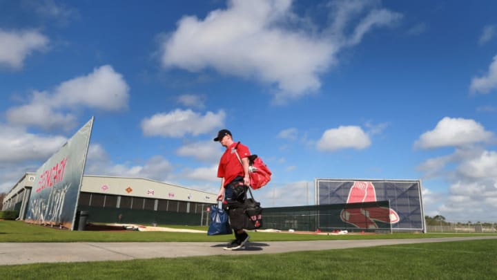 FORT MYERS - FEBRUARY 11: Nice weather awaits the start of Spring Training as the Boston Red Sox report to the Player Development Complex at Jet Blue Park in Fort Myers, Fla., on Feb. 11, 2018. (Photo by Jim Davis/The Boston Globe via Getty Images)
