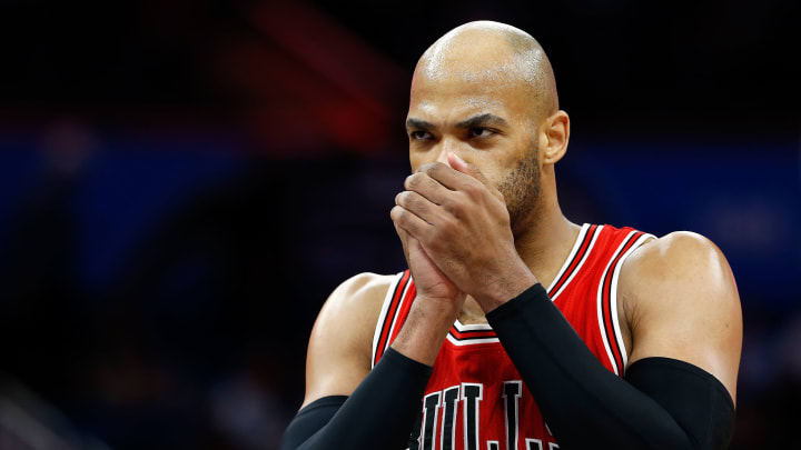 Jan 24, 2017; Orlando, FL, USA; Chicago Bulls forward Taj Gibson (22) drives to the basket against the Orlando Magic during the second half at Amway Center. Chicago Bulls defeated the Orlando Magic 100-92. Mandatory Credit: Kim Klement-USA TODAY Sports