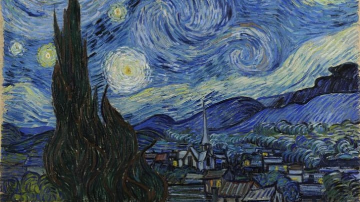 Water-based Starry Night Town Backpack: Van Gogh-inspired Art