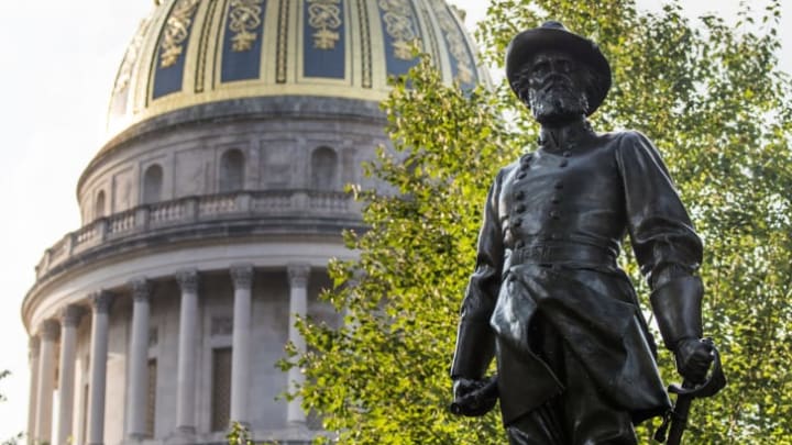 Stonewall Jackson stands sentry in front of the State Capitol in Charleston, West Virginia.