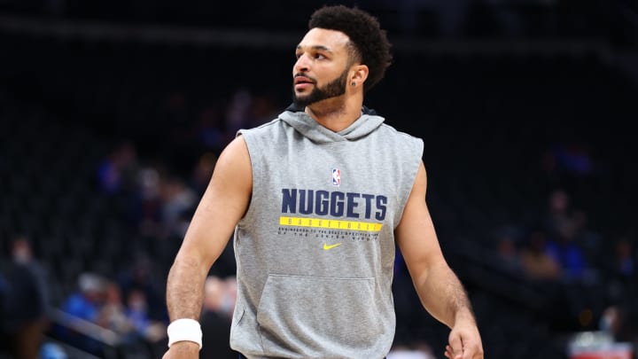 DENVER, CO – DECEMBER 13: Jamal Murray #27 of the Denver Nuggets works out before the game against the Washington Wizards at Ball Arena on December 13, 2021 in Denver, Colorado. (Photo by C. Morgan Engel/Getty Images)