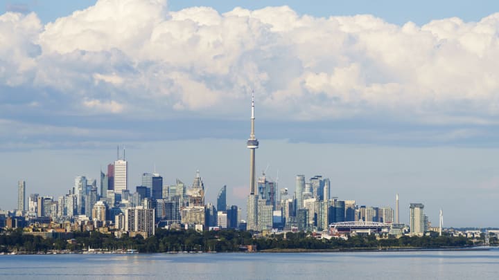 TORONTO, ONTARIO – June 29: The CN Tower and skyline is seen on June 29, 2020 in Toronto, Canada. (Photo by Mark Blinch/Getty Images)
