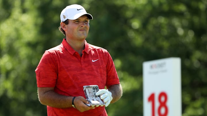 DETROIT, MICHIGAN – JUNE 29: Patrick Reed lines up a shot from the 18th tee during round three of the Rocket Mortgage Classic at the Detroit Country Club on June 29, 2019 in Detroit, Michigan. (Photo by Gregory Shamus/Getty Images)