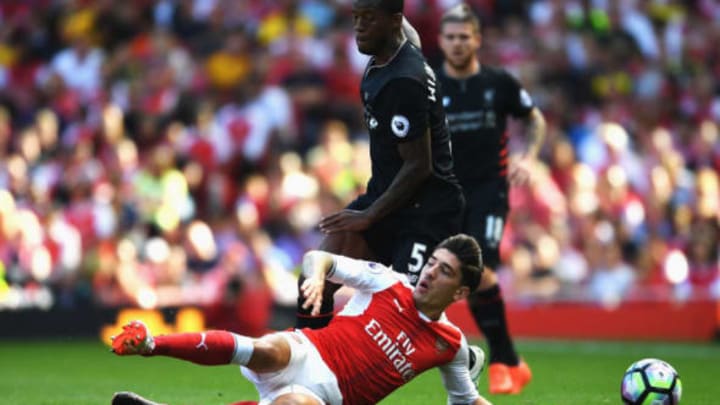 LONDON, ENGLAND – AUGUST 14: Georginio Wijnaldum of Liverpool is tackled by Hector Bellerin of Arsenal during the Premier League match between Arsenal and Liverpool at Emirates Stadium on August 14, 2016 in London, England. (Photo by Mike Hewitt/Getty Images)