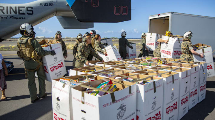 Marines delivering 'Toys for Tots' in Hawaii in 2019.