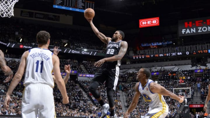 SAN ANTONIO, TX - APRIL 22: Rudy Gay #22 of the San Antonio Spurs goes to the basket against the Golden State Warriors in Game Four of the Western Conference Quarterfinals during the 2018 NBA Playoffs on April 22, 2018 at the AT&T Center in San Antonio, Texas. NOTE TO USER: User expressly acknowledges and agrees that, by downloading and/or using this photograph, user is consenting to the terms and conditions of the Getty Images License Agreement. Mandatory Copyright Notice: Copyright 2018 NBAE (Photos by Mark Sobhani/NBAE via Getty Images)