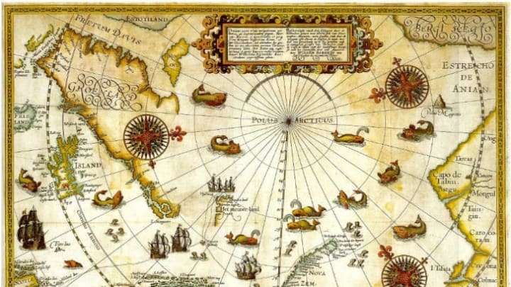 A 1598 map shows the region explored by William Barents on his third voyage.