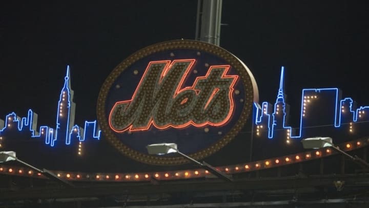 Oct 12, 2006; New York, NY, USA; New York Mets logo during Game 1 of the National League Division Series. The Mets won 2-0. (Photo by Robert Seale/Sporting News via Getty Images)