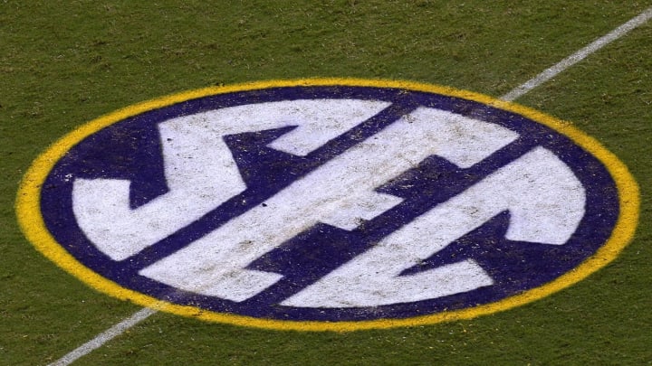 BATON ROUGE, LA – SEPTEMBER 17: The SEC logo is seen during a game at Tiger Stadium on September 17, 2016 in Baton Rouge, Louisiana. (Photo by Jonathan Bachman/Getty Images)