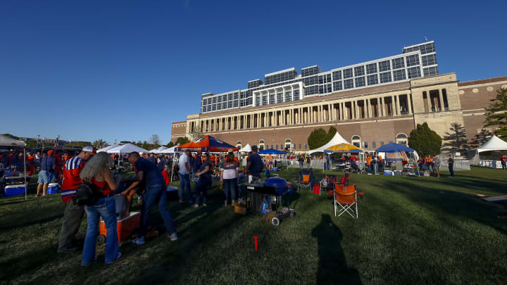 CHAMPAIGN, IL – SEPTEMBER 29: Illinois Fighting Illini fans are seen in the tailgating area before the game against the Nebraska Cornhuskers at Memorial Stadium on September 29, 2017 in Champaign, Illinois. (Photo by Michael Hickey/Getty Images)