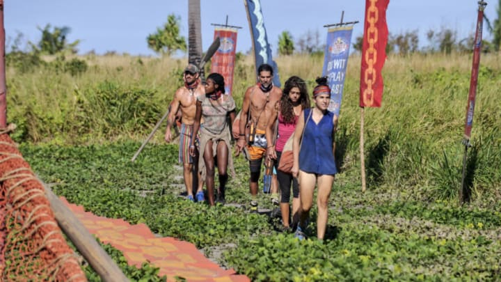 "What Happened on Exile, Stays on Exile" - Brad Culpepper, Michaela Bradshaw, Troyzan Robertson, Hali Ford and Aubry Bracco on the seventh episode of SURVIVOR: Game Changers, airing Wednesday, April 12 (8:00-9:00 PM, ET/PT) on the CBS Television Network. Photo: Jeffrey Neira/CBS Entertainment ÃÂ©2017 CBS Broadcasting, Inc. All Rights Reserved.