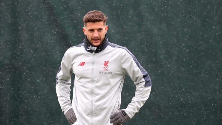 LIVERPOOL, ENGLAND – APRIL 16: Adam Lallana of Liverpool looks on during the Liverpool training session on the eve of the UEFA Champions League Quarter Final Second Leg match between Liverpool and Porto at Melwood Training Centre on April 16, 2019 in Liverpool, England. (Photo by Jan Kruger/Getty Images)