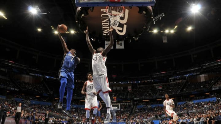 ORLANDO, FL - MARCH 20: Shelvin Mack #7 of the Orlando Magic shoots the ball against the Toronto Raptors on March 20, 2018 at Amway Center in Orlando, Florida. NOTE TO USER: User expressly acknowledges and agrees that, by downloading and or using this photograph, User is consenting to the terms and conditions of the Getty Images License Agreement. Mandatory Copyright Notice: Copyright 2018 NBAE (Photo by Fernando Medina/NBAE via Getty Images)