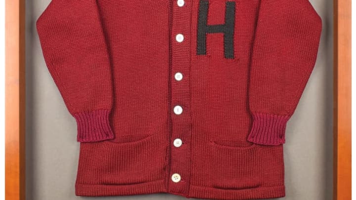 Kennedy's cardigan, once parked in Harvard Yard.