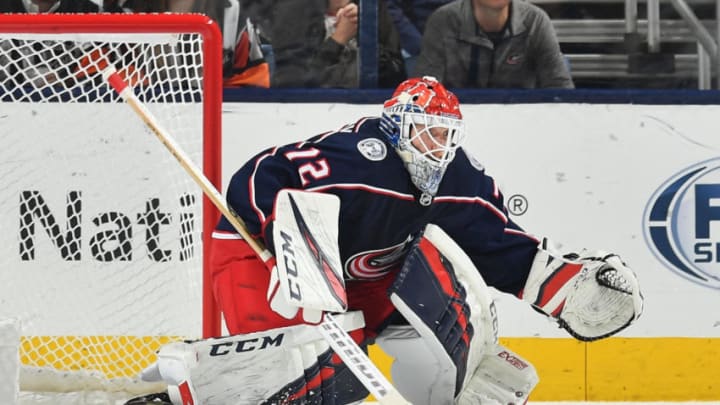 COLUMBUS, OH - DECEMBER 28: Goaltender Sergei Bobrovsky #72 of the Columbus Blue Jackets defends the net against the Toronto Maple Leafs on December 28, 2018 at Nationwide Arena in Columbus, Ohio. (Photo by Jamie Sabau/NHLI via Getty Images)