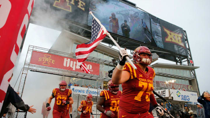 AMES, IA - OCTOBER 14: Offensive lineman Sean Foster