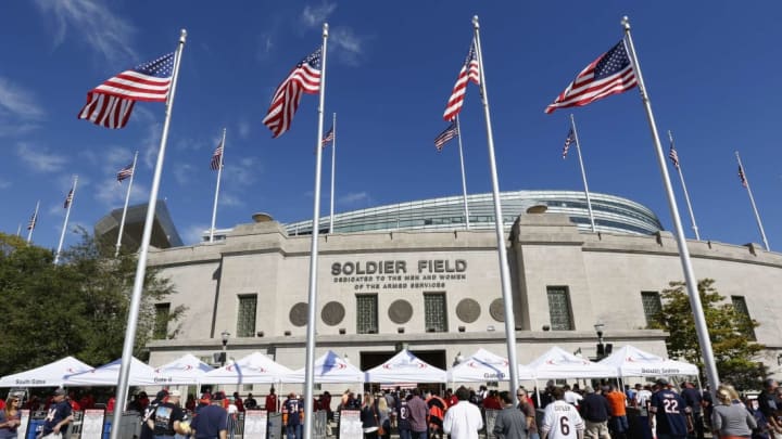 Soldier Field, home of the Chicago Bears, which stopped being a national landmark in 2006.