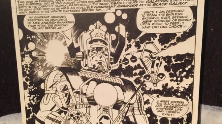 Uncolored artwork by Jack Kirby for Thor #134, featuring the "Kirby Krackle."