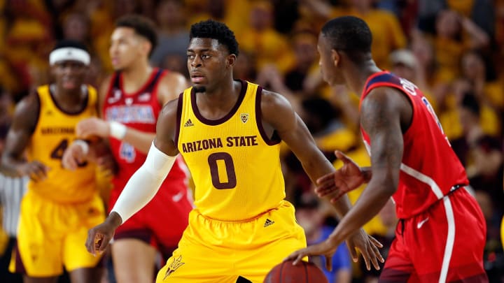 TEMPE, ARIZONA – JANUARY 31: Luguentz Dort #0 of the Arizona State Sun Devils during the second half of the college basketball game against the Arizona Wildcats at Wells Fargo Arena on January 31, 2019 in Tempe, Arizona. The Sun Devils beat the Wildcats 95-88. (Photo by Chris Coduto/Getty Images)