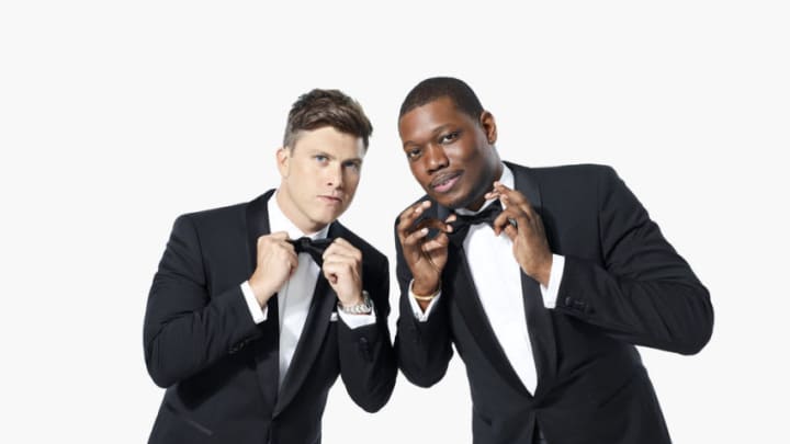 PRIMETIME EMMY AWARDS -- "The 70th Primetime Emmy Awards" -- Pictured: (l-r) Hosts Colin Jost and Michael Che -- (Photo by: Mary Ellen Matthews/NBC)