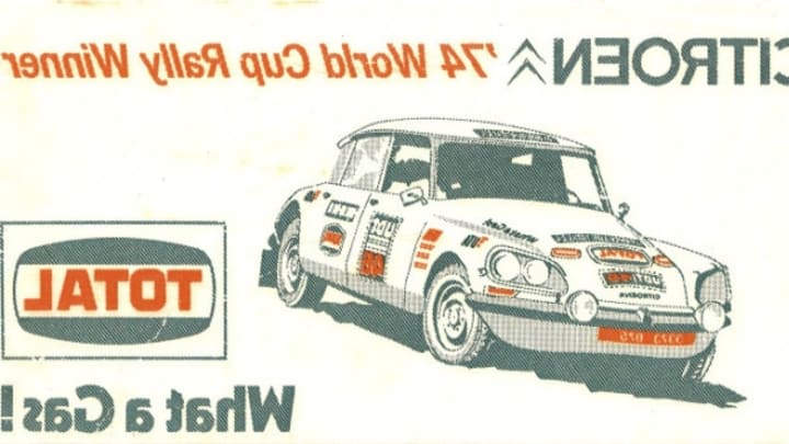 A look at the reverse of a 1974 Citroën iron-on transfer.