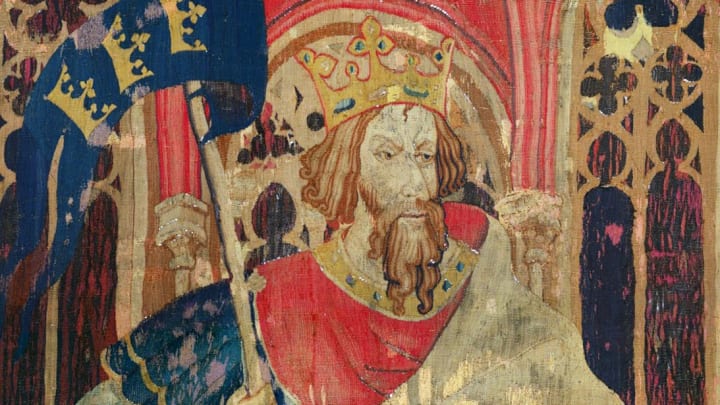 A 14th-century tapestry of King Arthur.