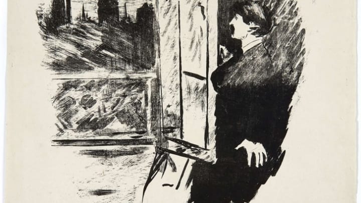 French modernist painter Édouard Manet illustrated an 1875 edition of Edgar Allan Poe's poem "The Raven."