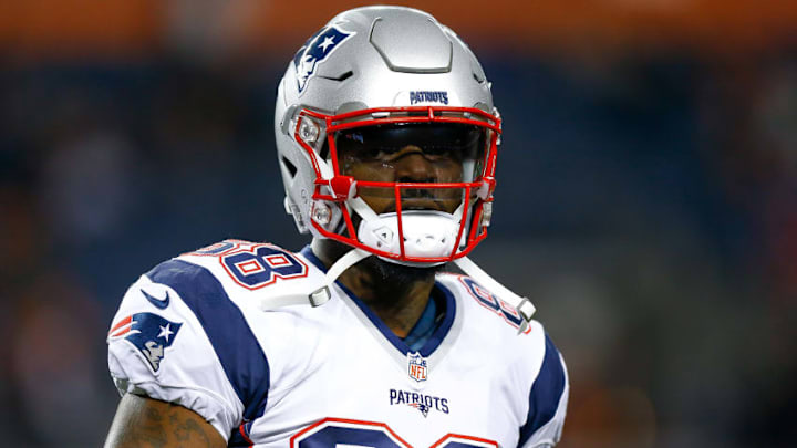DENVER, CO - NOVEMBER 12: Tight end Martellus Bennett #88 of the New England Patriots warms up before a game against the Denver Broncos at Sports Authority Field at Mile High on November 12, 2017 in Denver, Colorado. (Photo by Justin Edmonds/Getty Images)