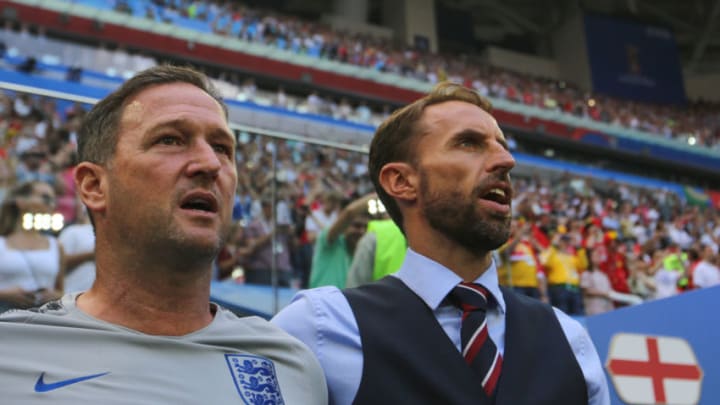 Head Coach Gareth Southgate of the England national football team during the 2018 FIFA World Cup Russia 3rd Place Playoff match between Belgium and England at Saint Petersburg Stadium on July 14, 2018 in St. Petersburg, Russia. (Photo by Igor Russak/NurPhoto via Getty Images)