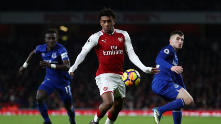 LONDON, ENGLAND - FEBRUARY 03: Alex Iwobi of Arsenal during the Premier League match between Arsenal and Everton at Emirates Stadium on February 3, 2018 in London, England. (Photo by Catherine Ivill/Getty Images)
