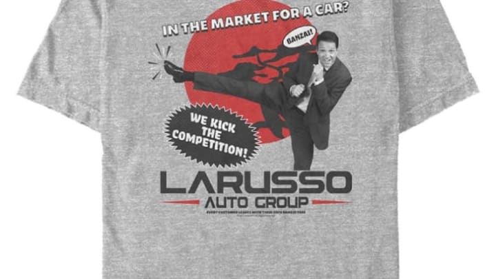 The Cobra Kai LaRusso Auto Group t-shirt.