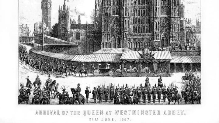 Queen Victoria arrives at Westminster Abbey on June, 21, 1887 as part of her Golden Jubilee.