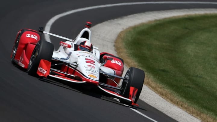 INDIANAPOLIS, IN - MAY 24: Juan Pablo Montoya of Colombia driver of the #2 Team Penske Chevrolet Dallara drives during the 99th running of the Indianapolis 500 mile race at Indianapolis Motorspeedway on May 24, 2015 in Indianapolis, Indiana. (Photo by Chris Graythen/Getty Images)
