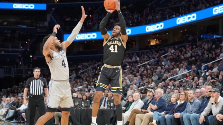 Saddiq Bey of the Villanova Wildcats takes a jump shot. (Photo by Mitchell Layton/Getty Images)