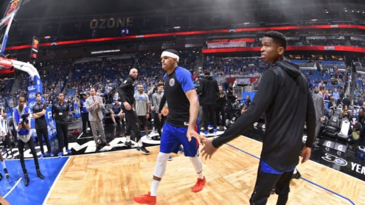 ORLANDO, FL - NOVEMBER 2: Tobias Harris #34 of the LA Clippers enters the arena prior to a game against the Orlando Magic on November 2, 2018 at Amway Center in Orlando, Florida. NOTE TO USER: User expressly acknowledges and agrees that, by downloading and/or using this Photograph, user is consenting to the terms and conditions of the Getty Images License Agreement. Mandatory Copyright Notice: Copyright 2018 NBAE (Photo by Fernando Medina/NBAE via Getty Images)