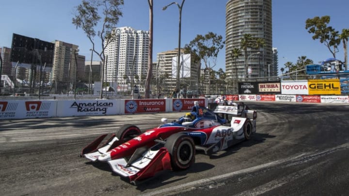LONG BEACH, CA - APRIL 09: Conor Daly drives the #4 Chevrolet IndyCar through a turn during the Grand Prix at Long Beach IndyCar race on April 9, 2017 in Long Beach, California. (Photo by Brian Cleary/Getty Images)