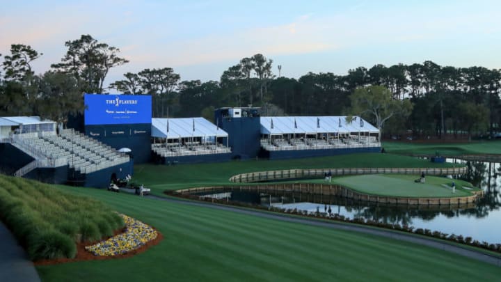 PONTE VEDRA BEACH, FLORIDA - MARCH 13: A general view of the 17th green is seen after the cancellation of the The PLAYERS Championship and consecutive PGA Tour events through April 5th,2020 due to the COVID-19 pandemic as seen at The Stadium Course at TPC Sawgrass on March 13, 2020 in Ponte Vedra Beach, Florida. (Photo by Sam Greenwood/Getty Images)