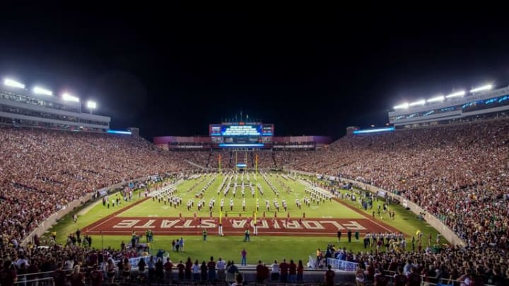 Oct 18, 2014; Tallahassee, FL, USA; A general view of Doak Campbell Stadium before the game between the Notre Dame Fighting Irish and the Florida State Seminoles. Mandatory Credit: Matt Cashore-USA TODAY Sports