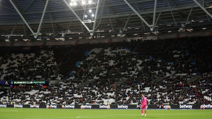 LONDON, ENGLAND - NOVEMBER 02: A general view as fans leave the stadium early during the Premier League match between West Ham United and Newcastle United at London Stadium on November 02, 2019 in London, United Kingdom. (Photo by Alex Pantling/Getty Images)